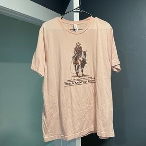 Graphic Cowboy Print Pink T-Shirt
